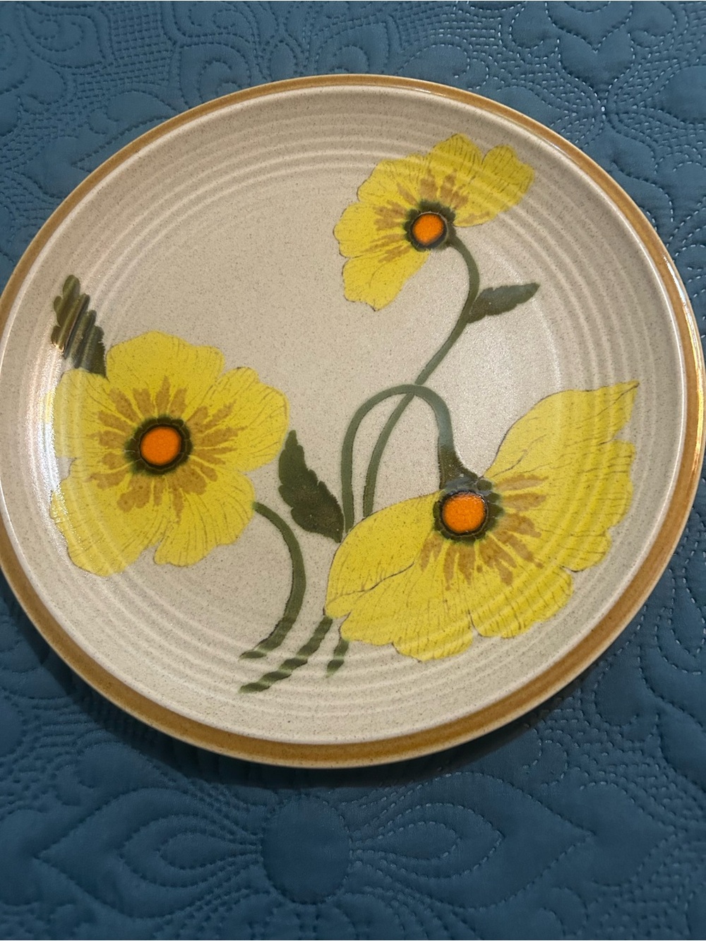Vintage Mikasa Nature's Song Sun-kissed Yellow Poppy Stoneware 12.5" Platter